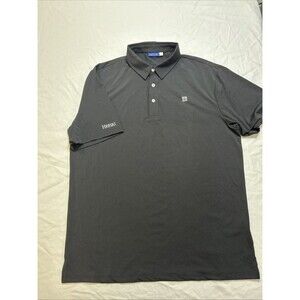 Mens Hreski Performance Casual Polo Golf Shirt Solid Black Size Large L